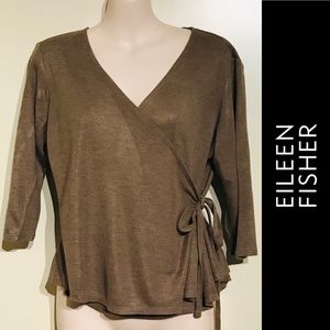 Eileen Fisher Wrap Top 3/4 Sleeves Petite Medium